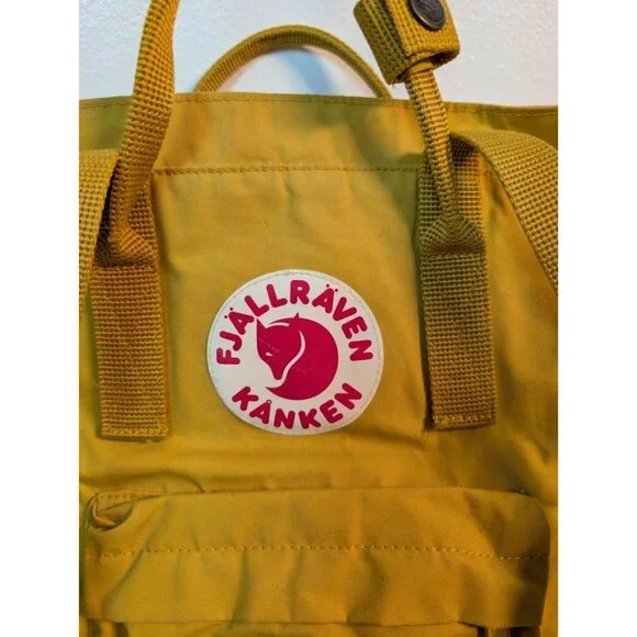 FJALLRAVEN Kanken Backpack - Mustard Yellow  Book Bag Hiking Backpack - Picture 2 of 7